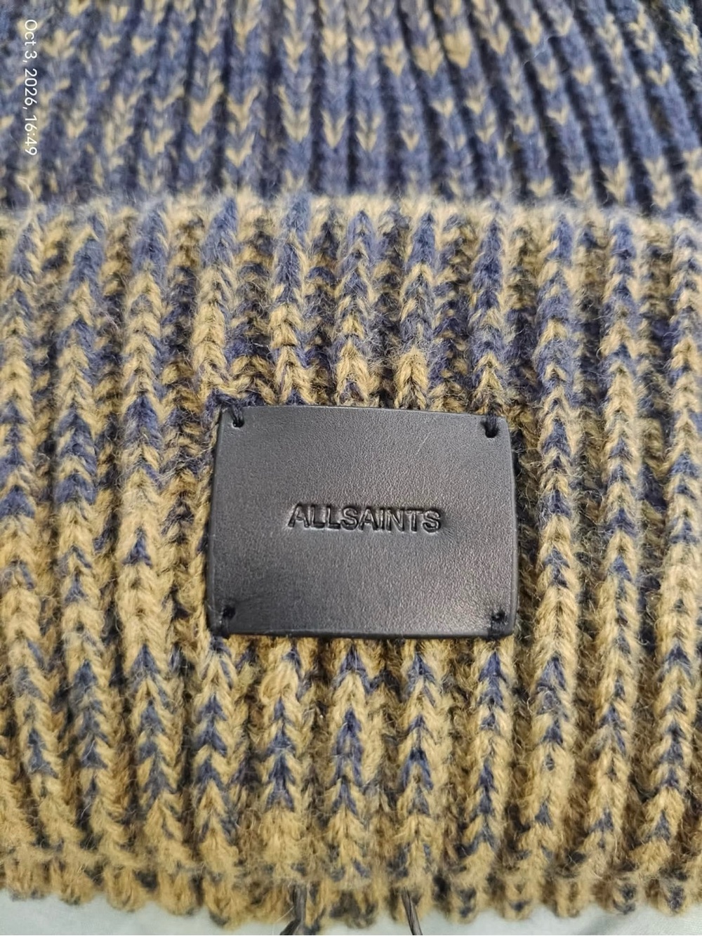 New AllSaints Ombre Beanie Blue Hat Multi Logo Unisex All Saints ONE SIZE